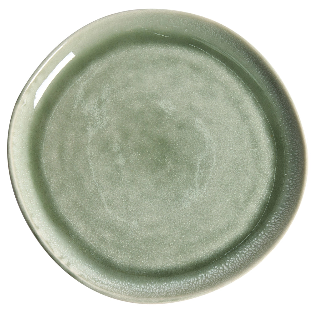 Set di 24 stoviglie in gres caolino fatto a mano con smalto reattivo verde Cucina Sala da pranzo