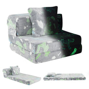 Divano letto 3-in-1 con coperture lavabili a cerniera e cuscino extra, Divano per bambini che luminesce Grigio