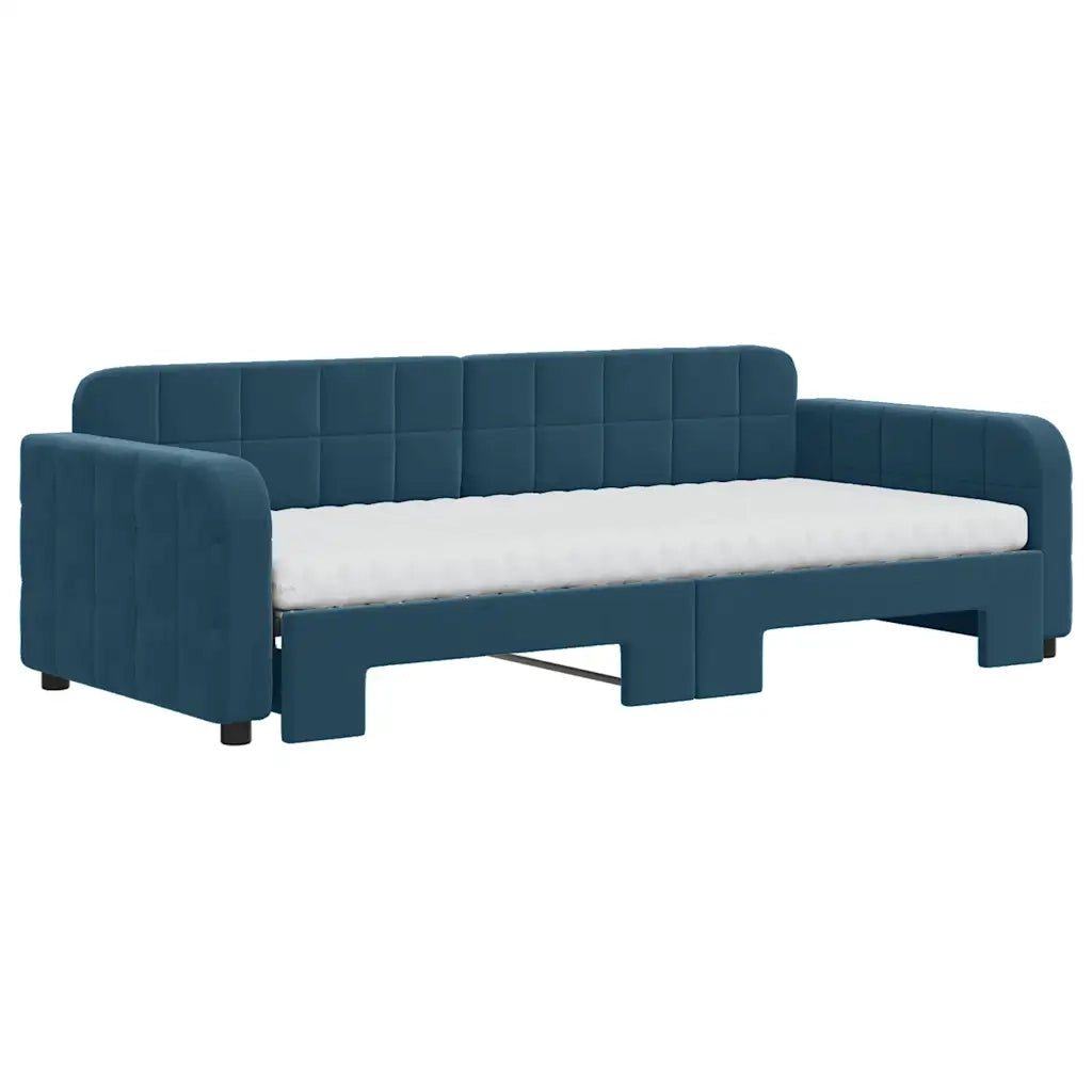 Divano Letto Estraibile con Materassi Blu 90x200 cm Velluto 3196952