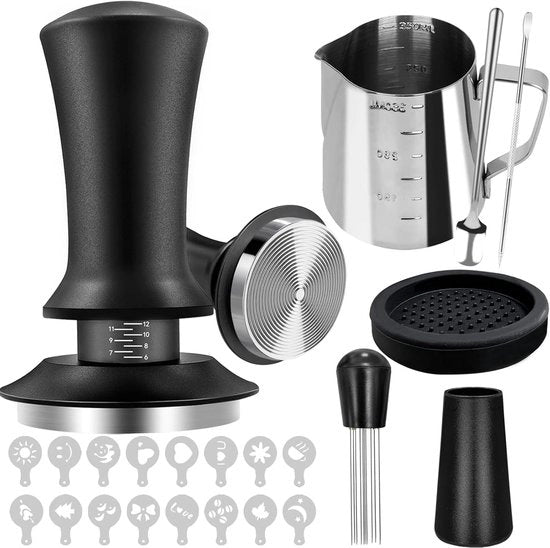 Set di tampi per caffè con tampone da 51 mm e accessori per espresso e latte art