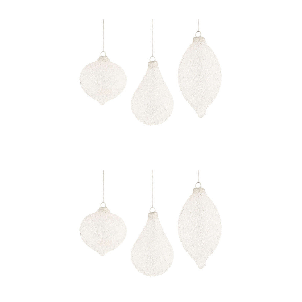 Pendagli di Natale in Vetro Bianche effetto Neve Freeze