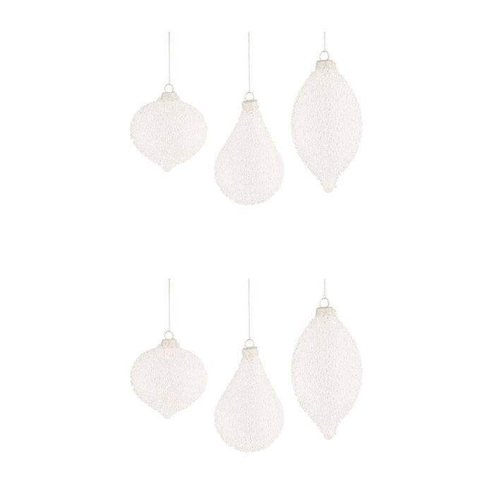 Pendagli di Natale in Vetro Bianche effetto Neve Freeze