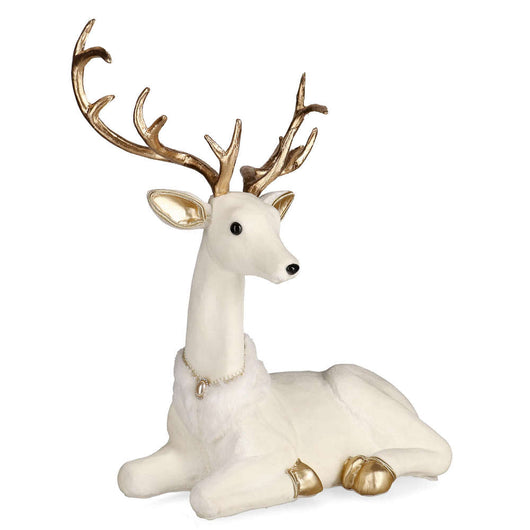 Renna Natalizia Marilou Seduta Bianca 51 cm