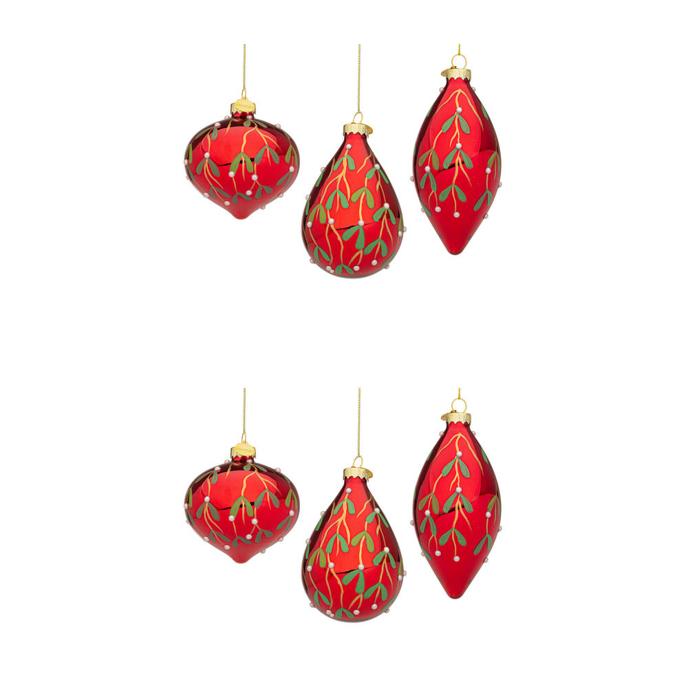 Pendagli di Natale in Vetro Verde con Stelle Oro Astral