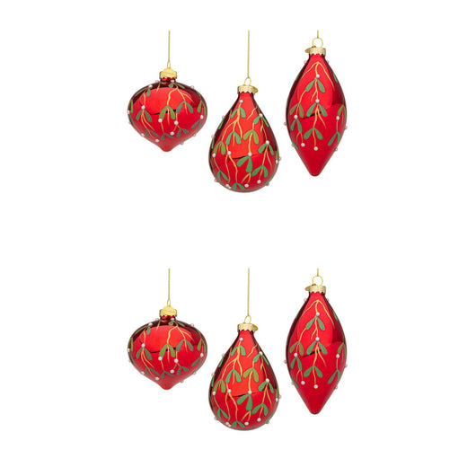 Pendagli di Natale in Vetro Verde con Stelle Oro Astral