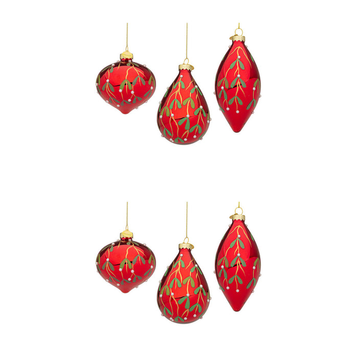 Pendagli di Natale in Vetro Verde con Stelle Oro Astral