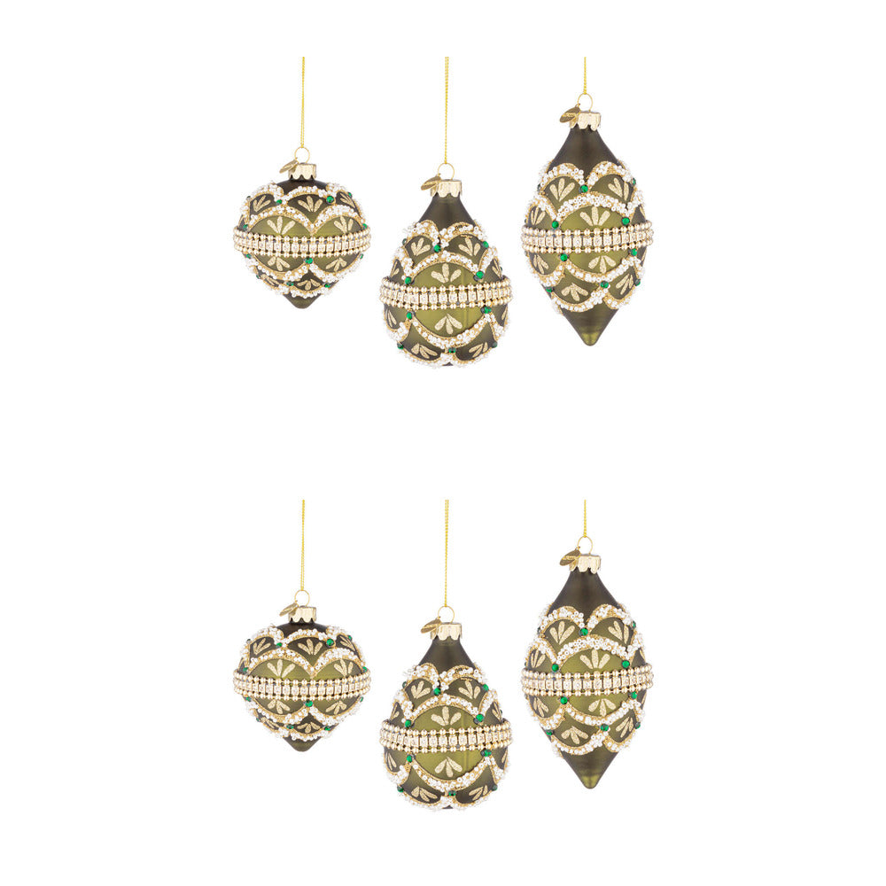 Pendagli di Natale in Vetro Verde e Perline Beloved