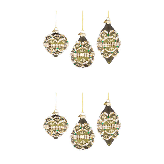 Pendagli di Natale in Vetro Verde e Perline Beloved