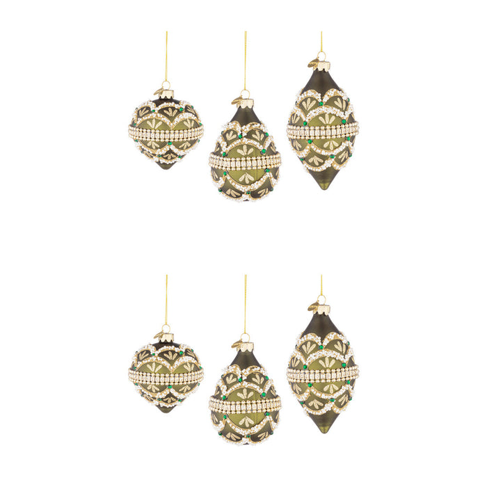 Pendagli di Natale in Vetro Verde e Perline Beloved