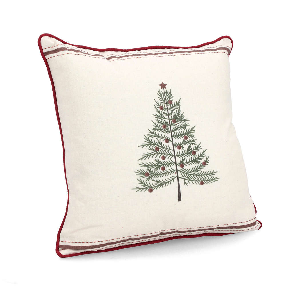 Cuscino Natalizio Bianco con Albero di Natale 45x45 Bizzotto