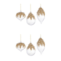 Pendagli di Natale in Vetro Trasparenti con Decorazioni Oro Beautity