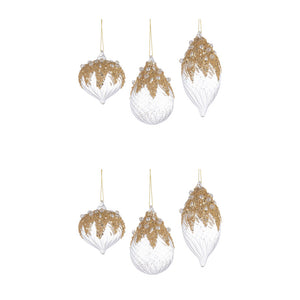 Pendagli di Natale in Vetro Trasparenti con Decorazioni Oro Beautity