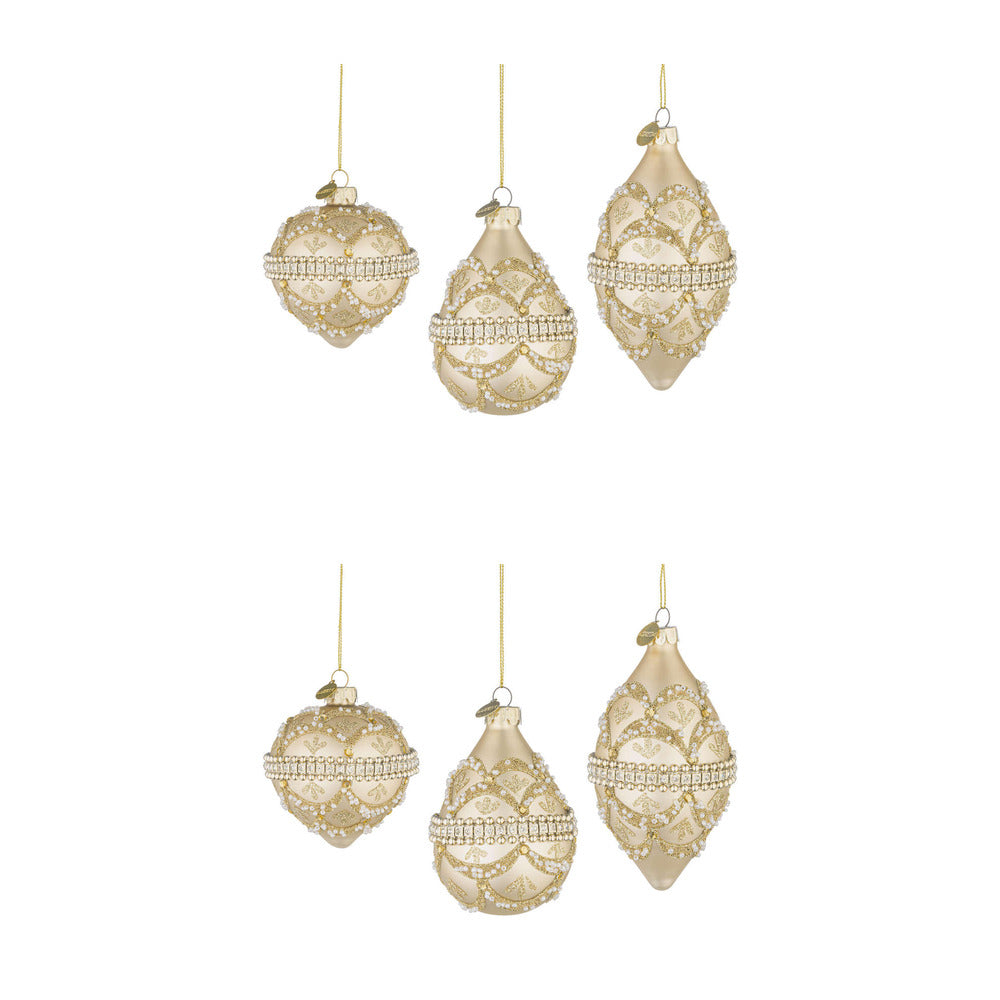 Pendagli di Natale in Vetro Champagne con Brillanti e Perle Beloved