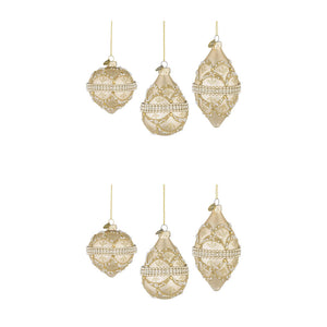 Pendagli di Natale in Vetro Champagne con Brillanti e Perle Beloved