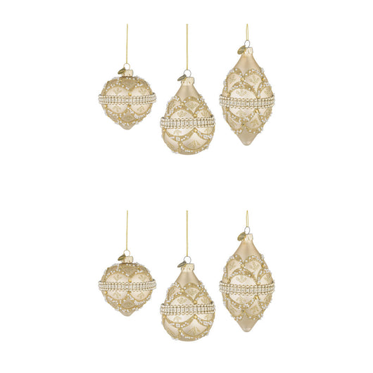 Pendagli di Natale in Vetro Champagne con Brillanti e Perle Beloved