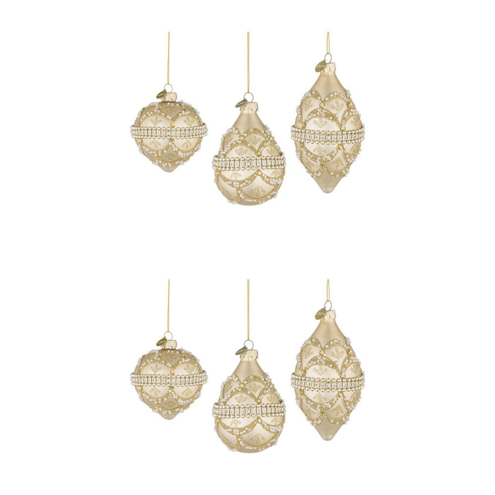 Pendagli di Natale in Vetro Champagne con Brillanti e Perle Beloved