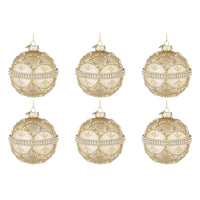 Palline di Natale in Vetro Champagne con Brillanti e Perle Beloved Diametro: 80 mm