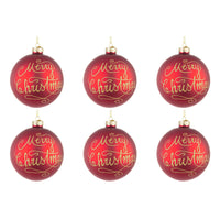 Palline di Natale in Vetro Rosse Merry Christmas Diametro: 80 mm
