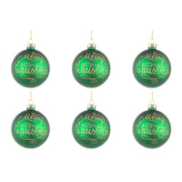Palline di Natale in Vetro Verde Merry Christmas