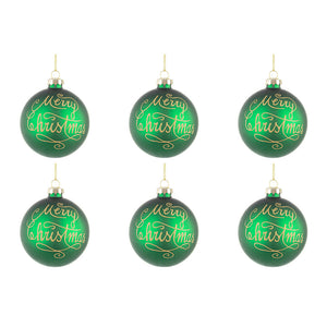 Palline di Natale in Vetro Verde Merry Christmas