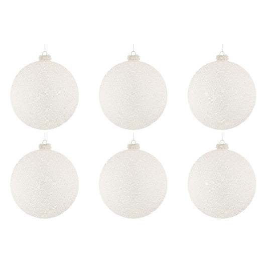 Palline di Natale in Vetro Bianche effetto Neve Freeze Diametro: 80 mm