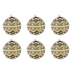 Palline di Natale in Vetro Verde e Perline Beloved Diametro: 80 mm