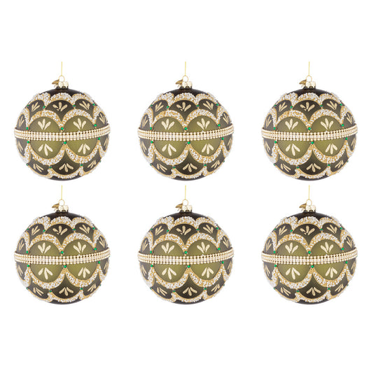 Palline di Natale in Vetro Verde e Perline Beloved Diametro: 80 mm