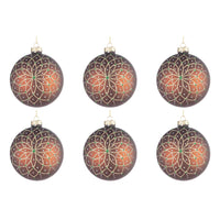 Palline di Natale in Vetro Marrone e Oro Florid Diametro: 80 mm