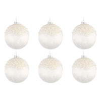 Palline di Natale in Vetro Bianco con Perline Voguish Diametro: 80 mm