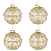 Palline di Natale in Vetro Champagne con Brillanti e Perle Beloved Diametro: 100 mm