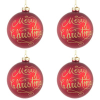 Palline di Natale in Vetro Rosse Merry Christmas Diametro: 100 mm