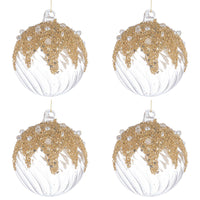 Palline di Natale in Vetro Trasparenti con Decorazioni Oro Beautity Diametro: 100 mm