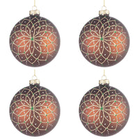 Palline di Natale in Vetro Marrone e Oro Florid Diametro: 100 mm