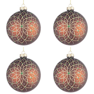 Palline di Natale in Vetro Marrone e Oro Florid Diametro: 100 mm