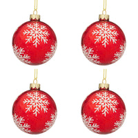 Palline di Natale in Vetro Rosse e Fiocco di Neve Blizzard Diametro: 100 mm