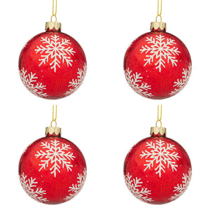 Palline di Natale in Vetro Rosse e Fiocco di Neve Blizzard Diametro: 100 mm
