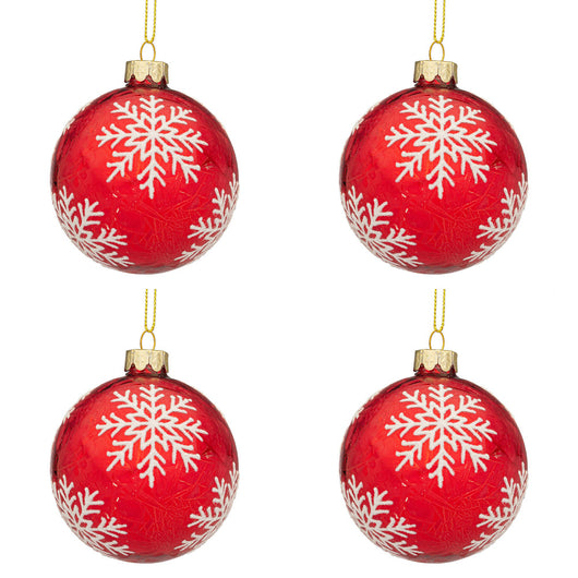 Palline di Natale in Vetro Rosse e Fiocco di Neve Blizzard Diametro: 100 mm