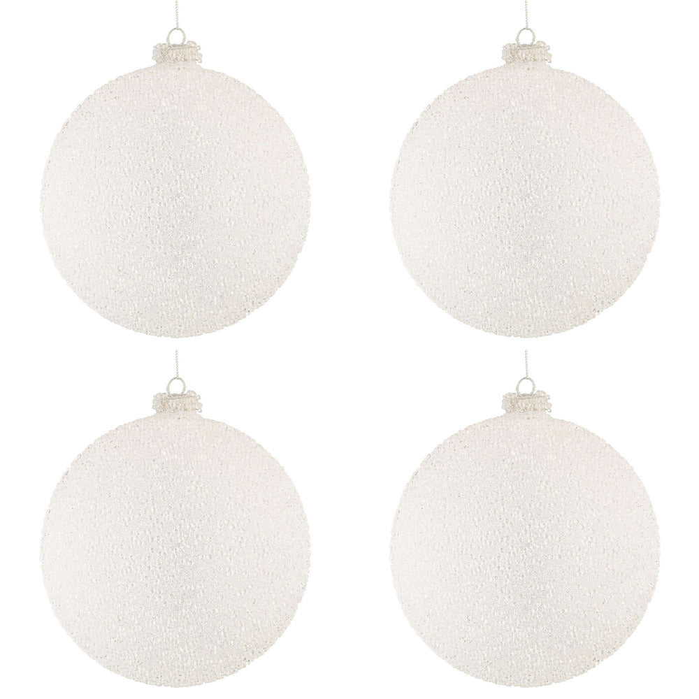Palline di Natale in Vetro Bianche effetto Neve Freeze Diametro: 100 mm