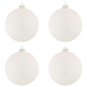 Palline di Natale in Vetro Bianche effetto Neve Freeze Diametro: 100 mm