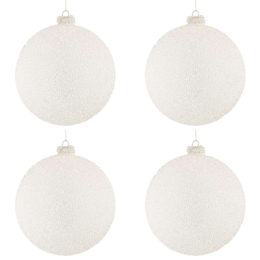 Palline di Natale in Vetro Bianche effetto Neve Freeze Diametro: 100 mm