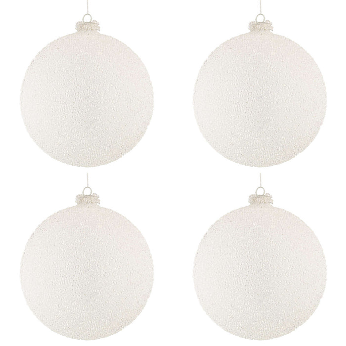 Palline di Natale in Vetro Bianche effetto Neve Freeze Diametro: 100 mm