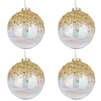 Palline di Natale in Vetro Iridescente e Brillantini Oro Alisia Diametro: 100 mm