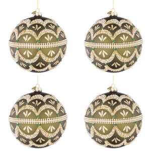 Palline di Natale in Vetro Verde e Perline Beloved Diametro: 100 mm