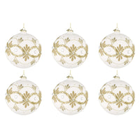 Palline di Natale in Vetro Bianche con Decorazioni Oro Garish Diametro: 80 mm