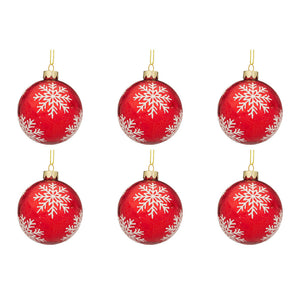 Palline di Natale in Vetro Rosse e Fiocco di Neve Blizzard Diametro: 80 mm