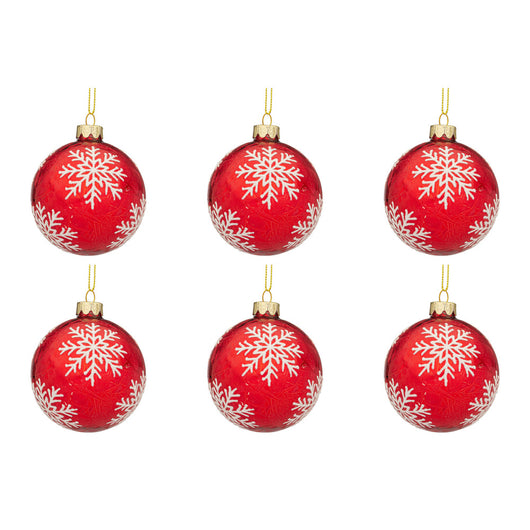 Palline di Natale in Vetro Rosse e Fiocco di Neve Blizzard Diametro: 80 mm