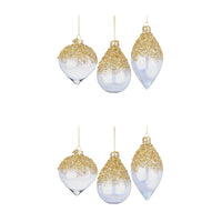 Pendagli di Natale in Vetro Iridescente e Brillantini Oro Alisia