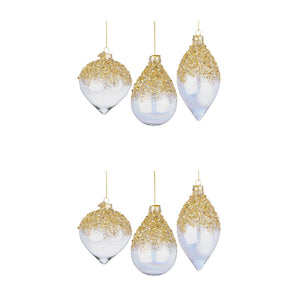 Pendagli di Natale in Vetro Iridescente e Brillantini Oro Alisia