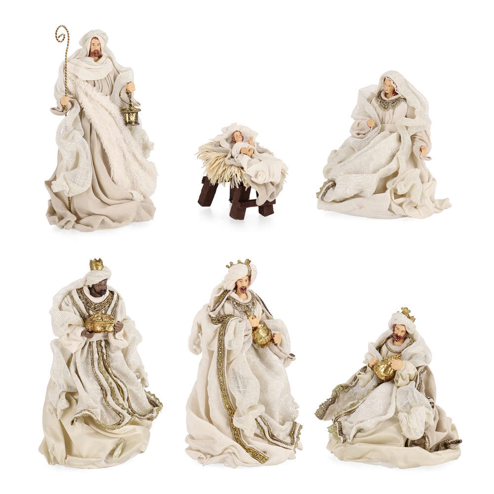Statuine Presepe con Natività e Re Magi Bianco Bizzotto