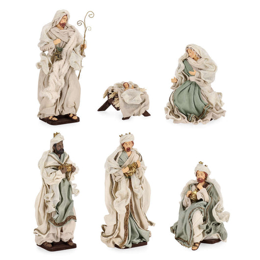 Statuine Presepe con Natività e Re Magi Azzurro Bizzotto
